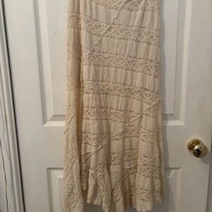Bershka Beige Asymmetrical Lace Skirt
